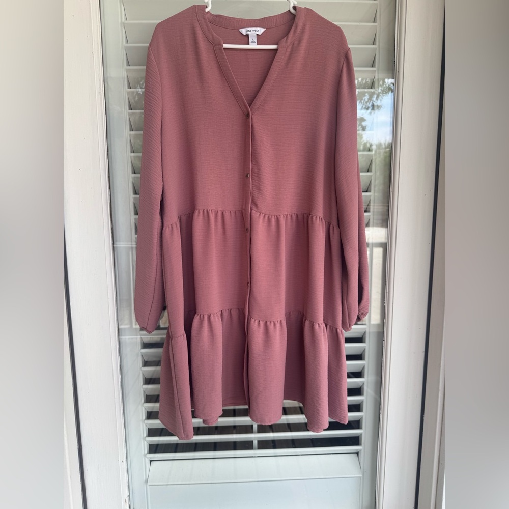 Nine West Dusty Rose Long Sleeve Dress